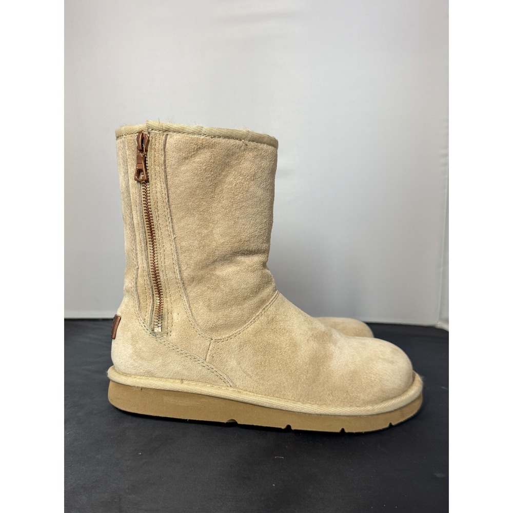 UGG Australia Women Sand Suede Side Zip Shearling Boots Womens/Big Kids SZ 5